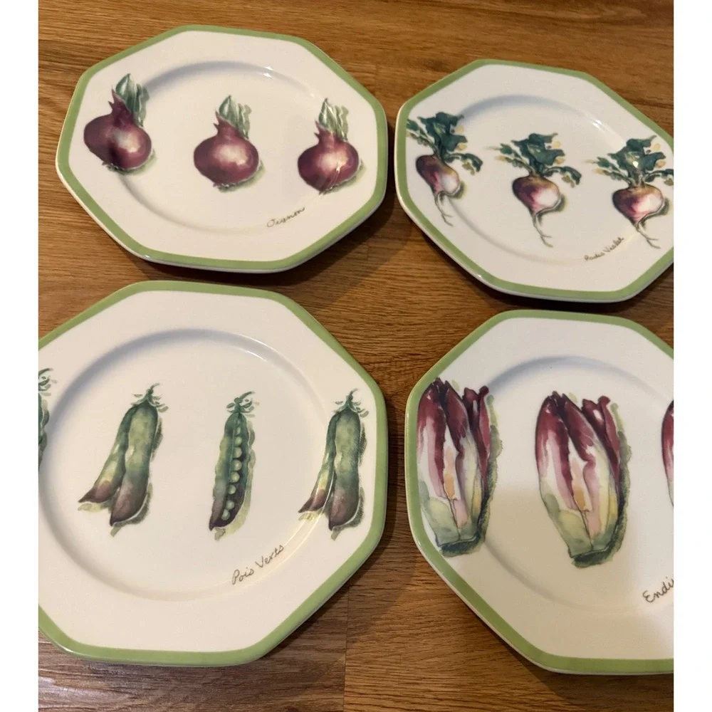 🥬 Williams-Sonoma Vegetable Garden Salad Plates – Set of 4 – 8.25